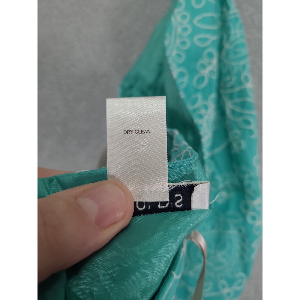 HAROLDS Turquoise White Paisley Embroidered Knee Length Sundress Size 6 - Picture 8 of 9